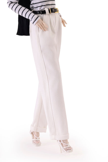 White suit pants belt