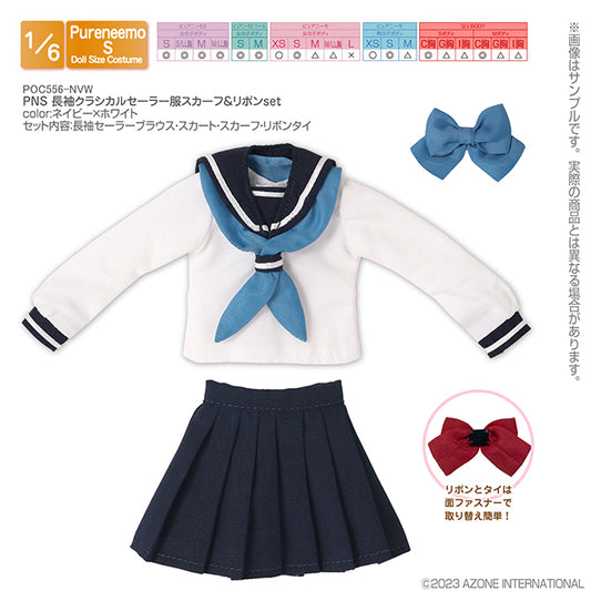 PNS Long Sleeve Classical Sailor Uniform Scarf & Ribbon Set