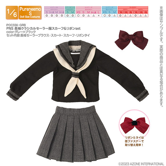 PNS Long-Sleeve Classical Sailor Uniform Scarf & Ribbon Set
