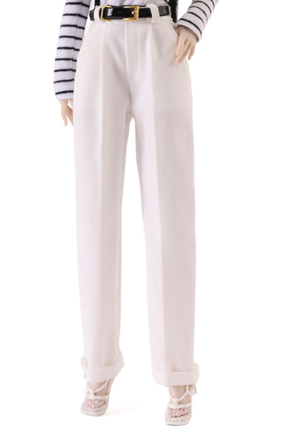 White suit pants belt
