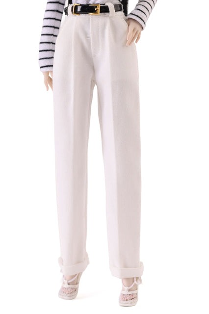 White suit pants belt
