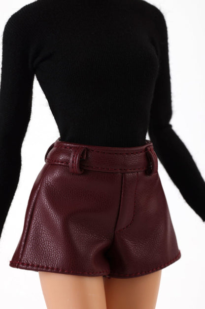Red leather shorts