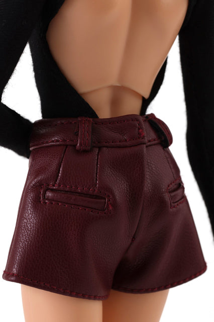 Red leather shorts